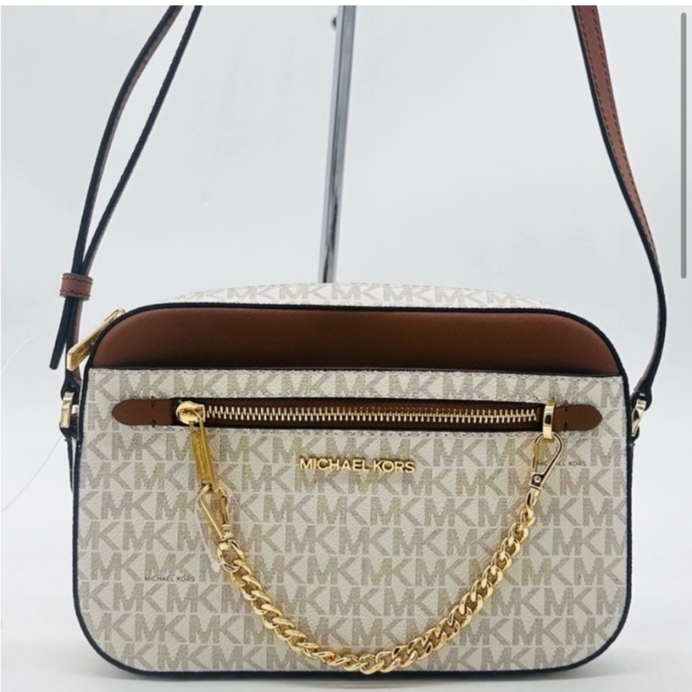 MICHAEL KORS LARGE EW ZIP CHAIN CROSSBODY BAG VANILLA - Picture 2 of 8